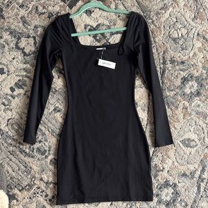 Aritzia Black Long Sleeve Square Neck Bodycon Mini Dress